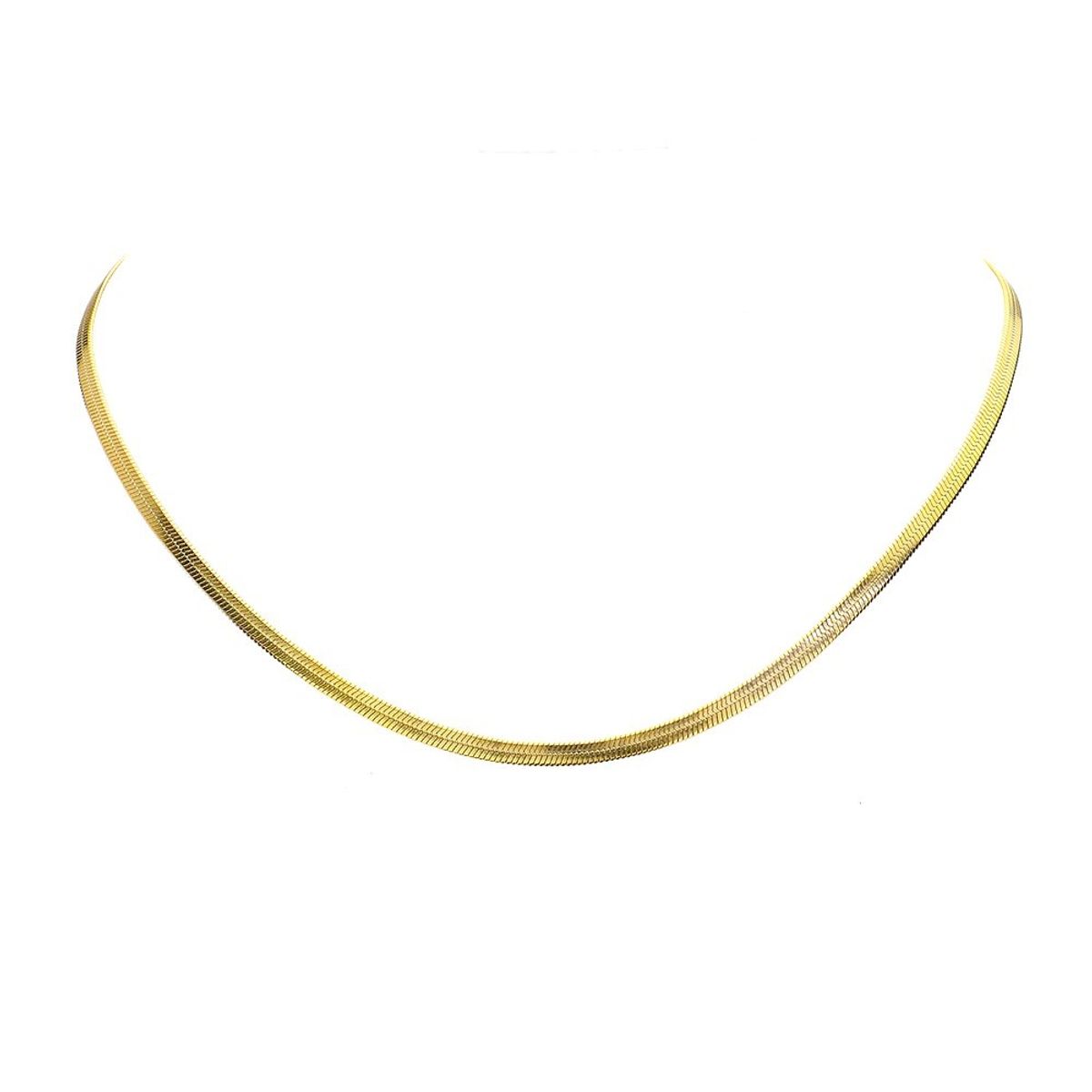 VANE COLLECTION - Collar para mujer cadena corta plana dorada en acero con baño de oro