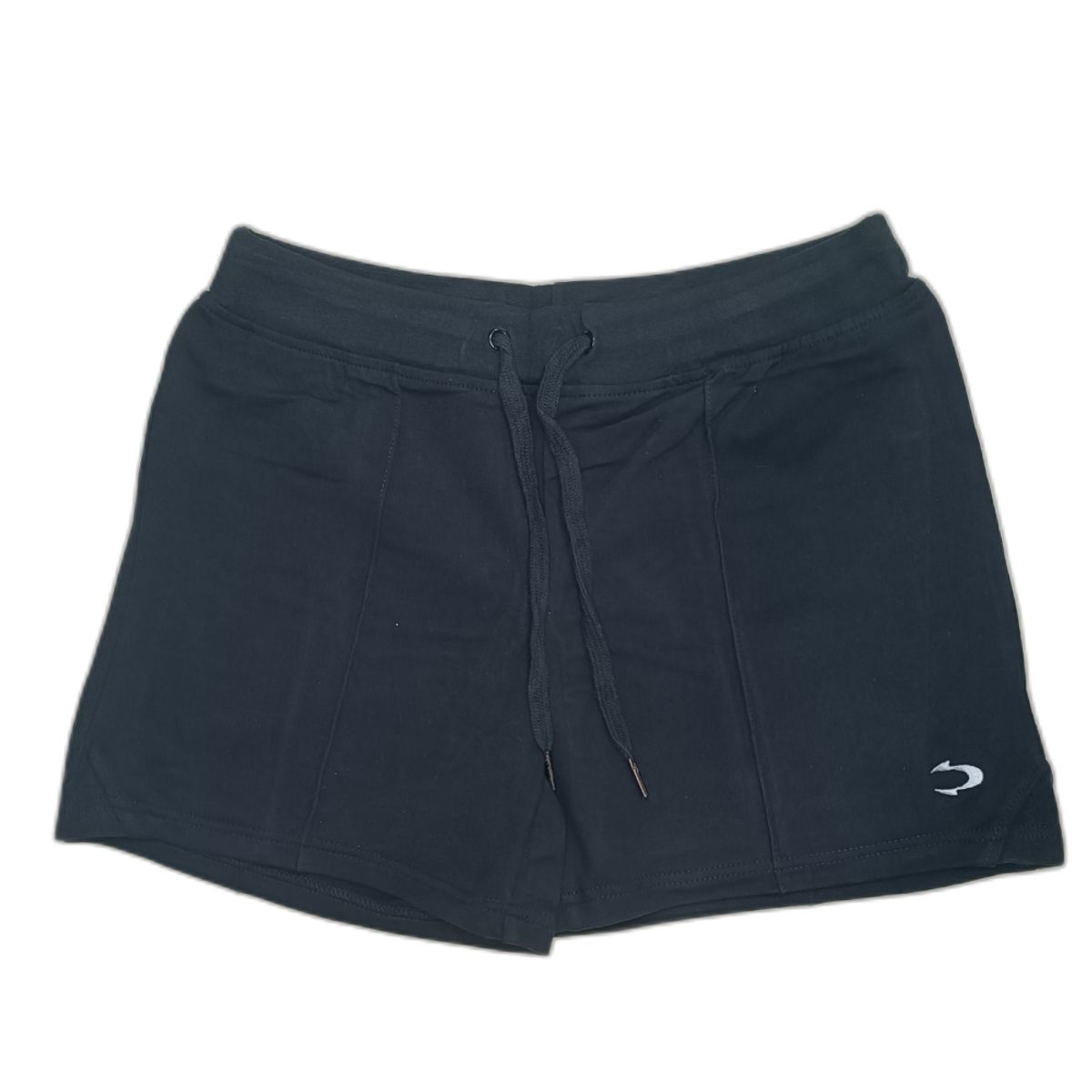 POZATINI - Short Calza Deportiva Algodón Negro Fresnada
