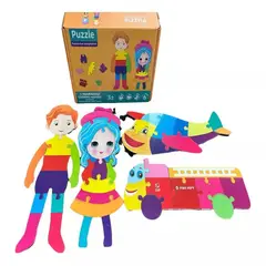 GENERICO - Caja 4 Puzzles madera didáctico rompecabeza montessori