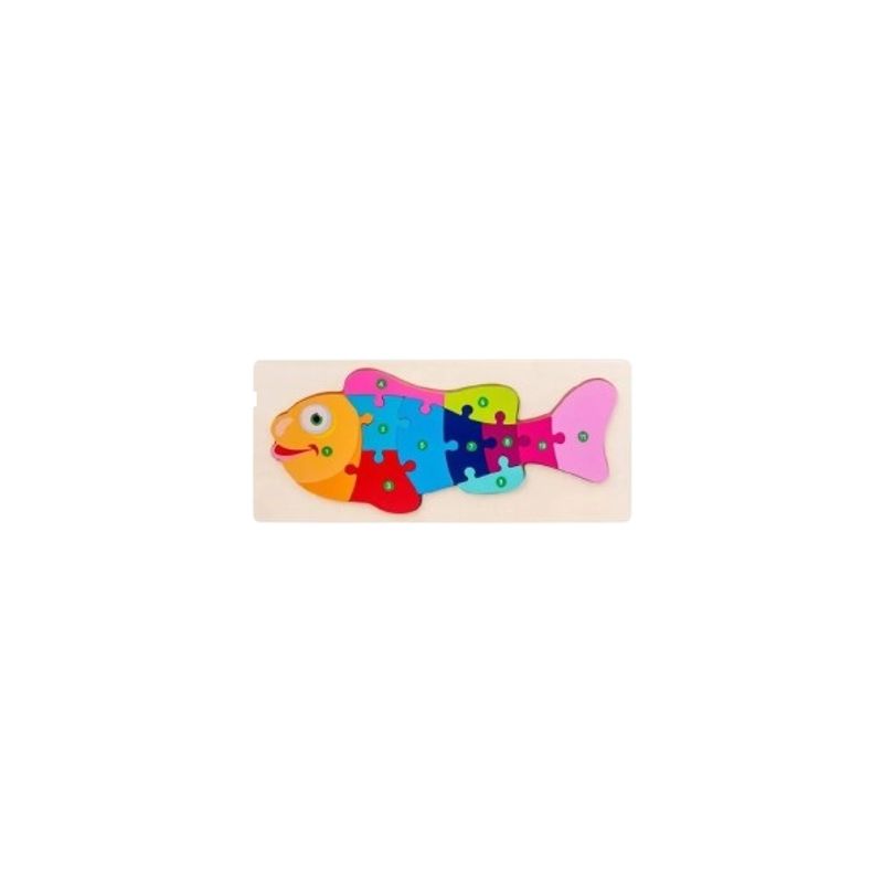GENERICO - Caja 4 Puzzles madera didáctico rompecabeza montessori