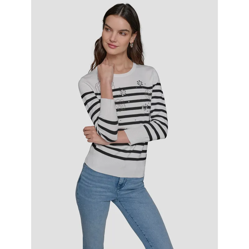 KARL LAGERFELD - Sweater a rayas con diseño floral