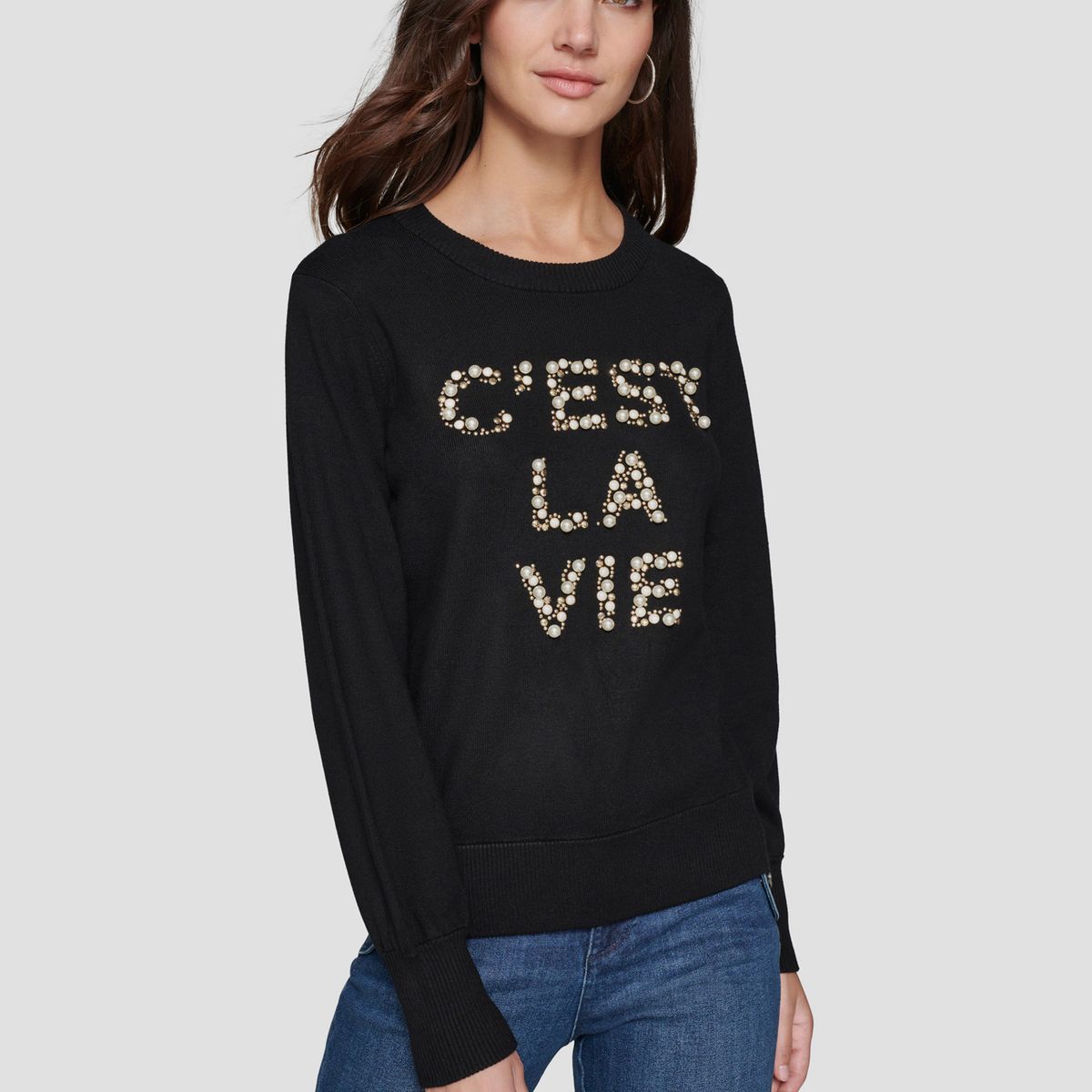 KARL LAGERFELD - Sweater con adorno de perlas