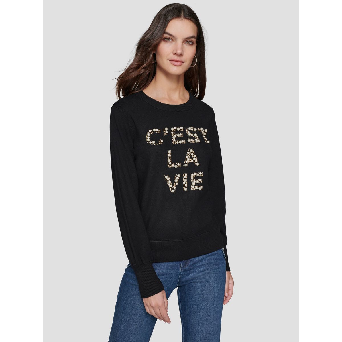 KARL LAGERFELD - Sweater con adorno de perlas