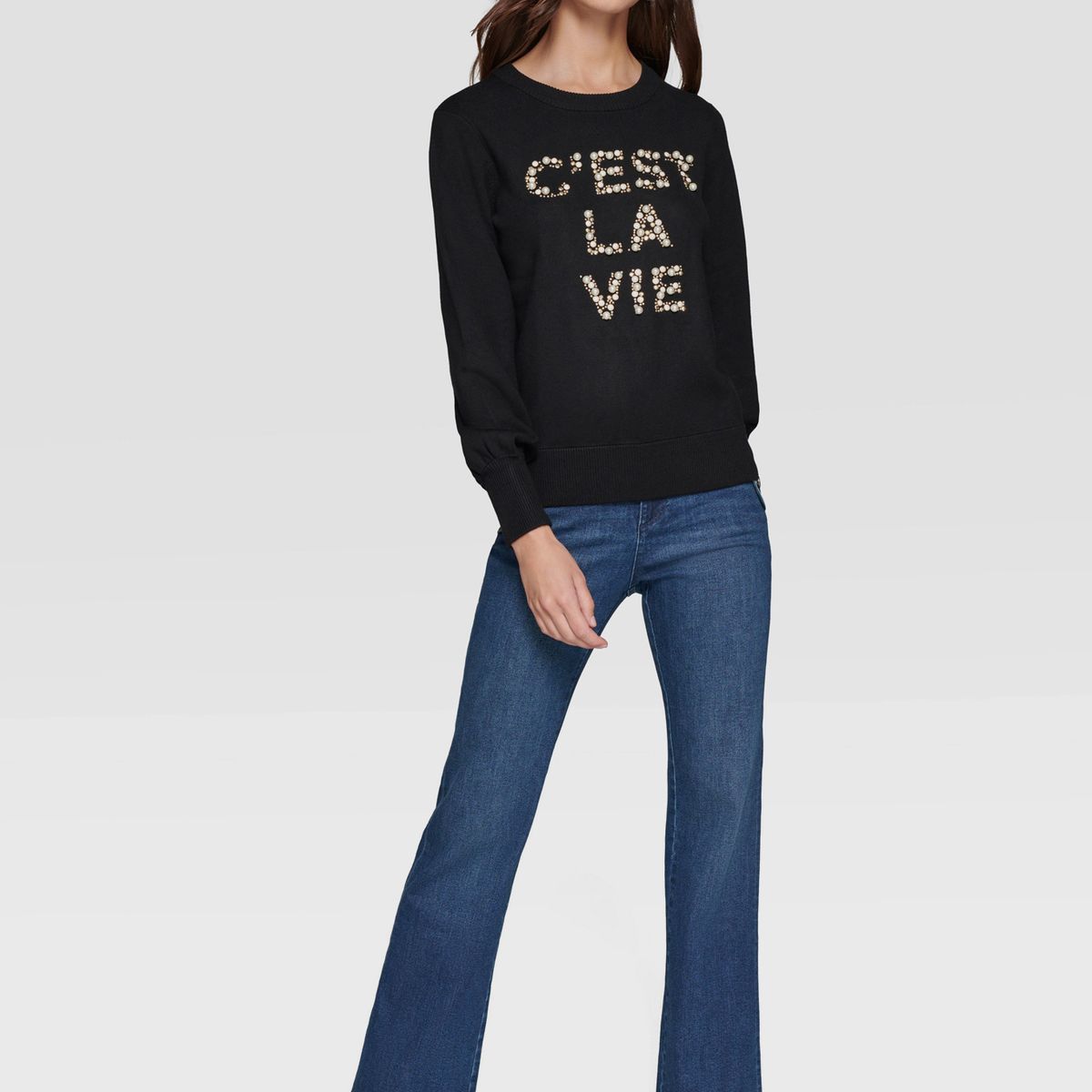 KARL LAGERFELD - Sweater con adorno de perlas