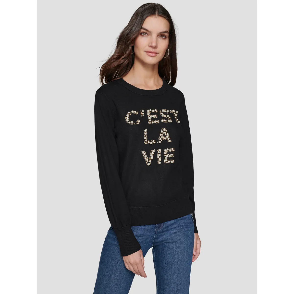 KARL LAGERFELD - Sweater con adorno de perlas