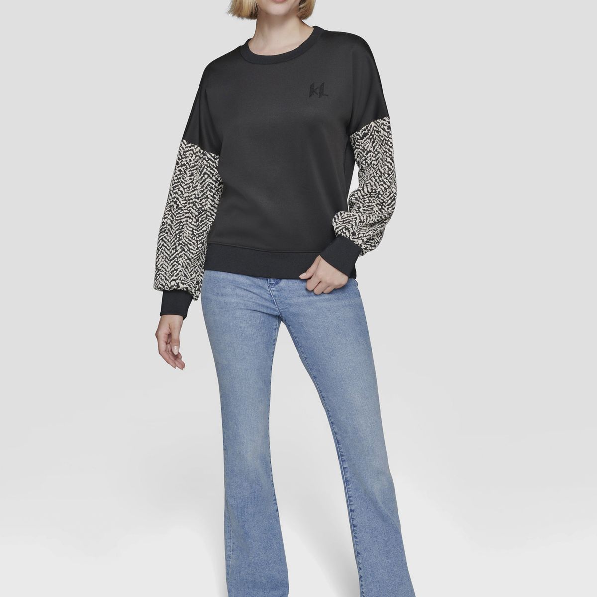 KARL LAGERFELD - Sweater de punto con mangas en contraste