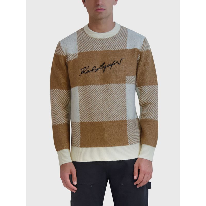 KARL LAGERFELD - Sweater cuadros grandes con la firma de KARL