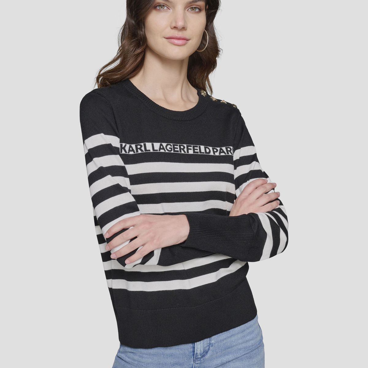 KARL LAGERFELD - Sweater de rayas con broches