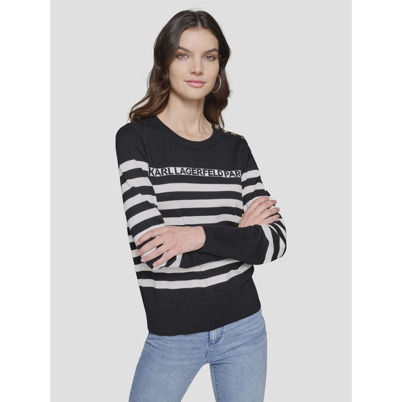 KARL LAGERFELD - Sweater de rayas con broches