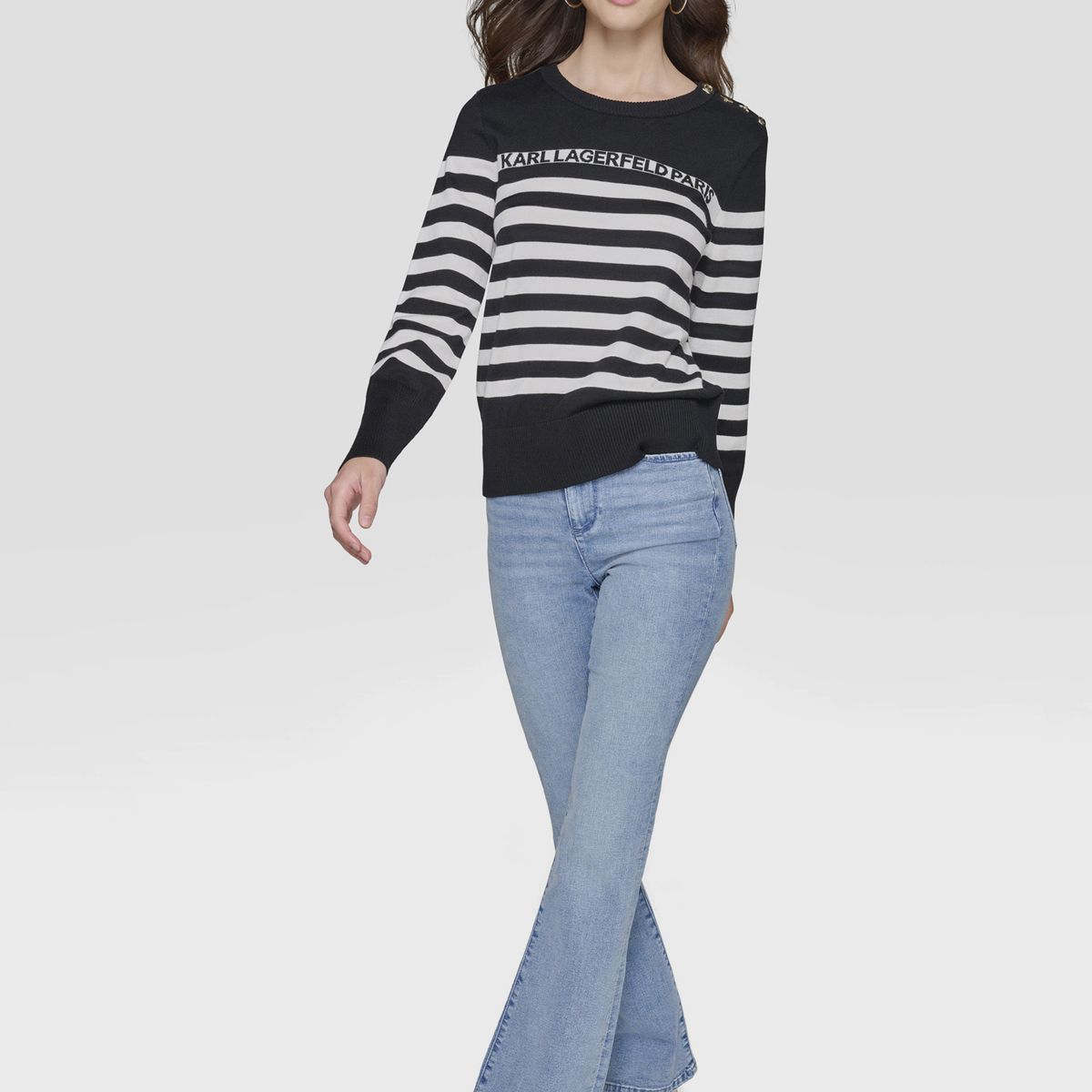 KARL LAGERFELD - Sweater de rayas con broches