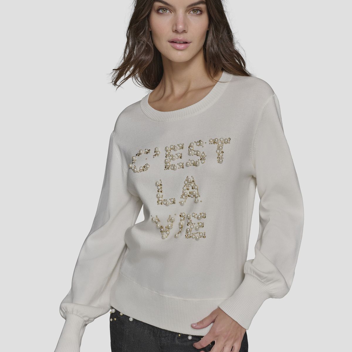 KARL LAGERFELD - Sweater con adorno de perlas