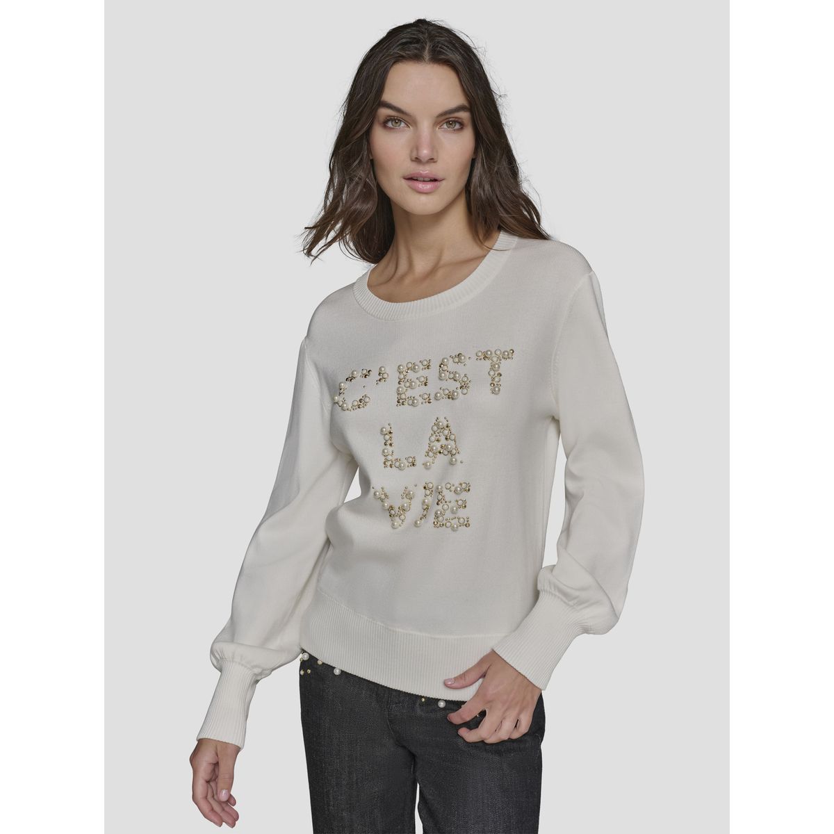 KARL LAGERFELD - Sweater con adorno de perlas