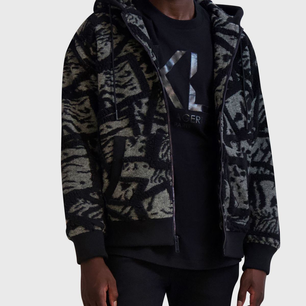 KARL LAGERFELD - Polerón textured con cremallera