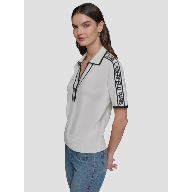 KARL LAGERFELD - Sweater tipo polo con logotipo