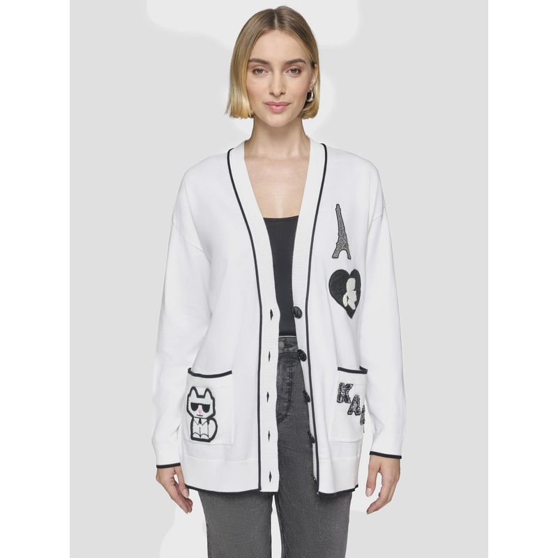 KARL LAGERFELD - Sweater cárdigan con parches