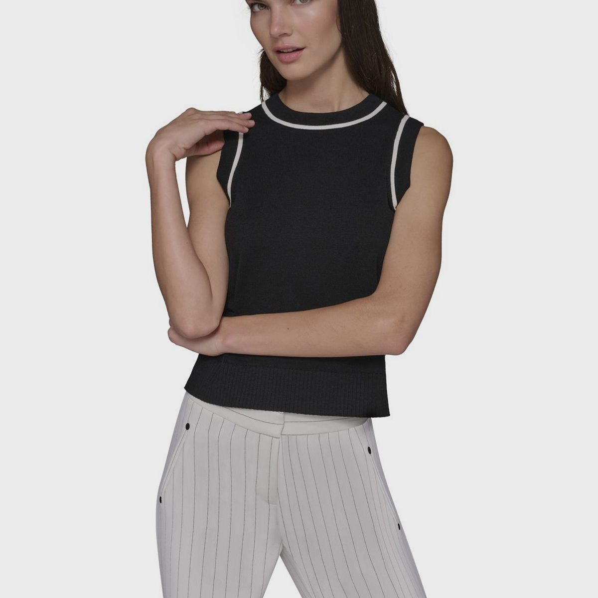 KARL LAGERFELD - Sweater sin mangas con cuello redondo