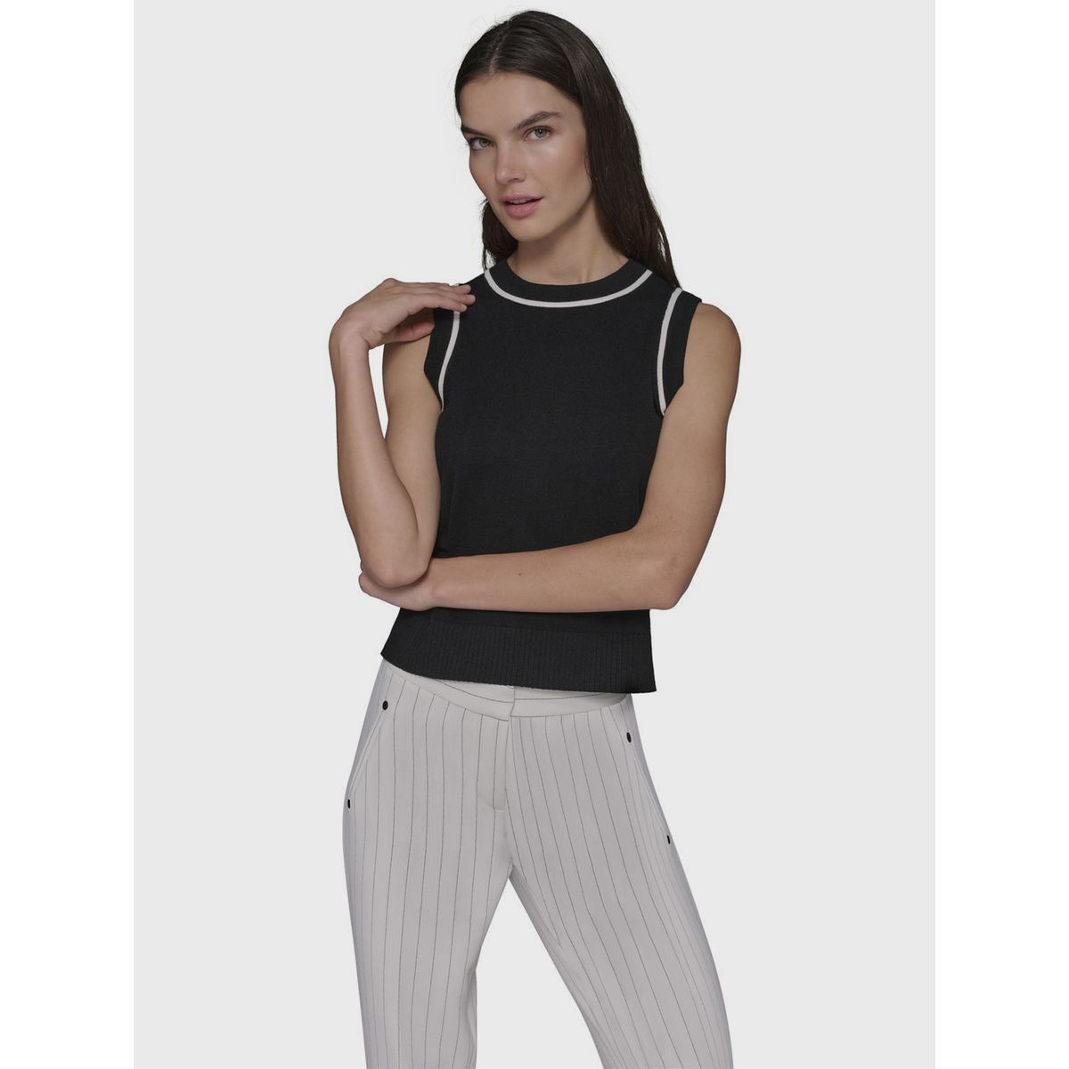 KARL LAGERFELD - Sweater sin mangas con cuello redondo