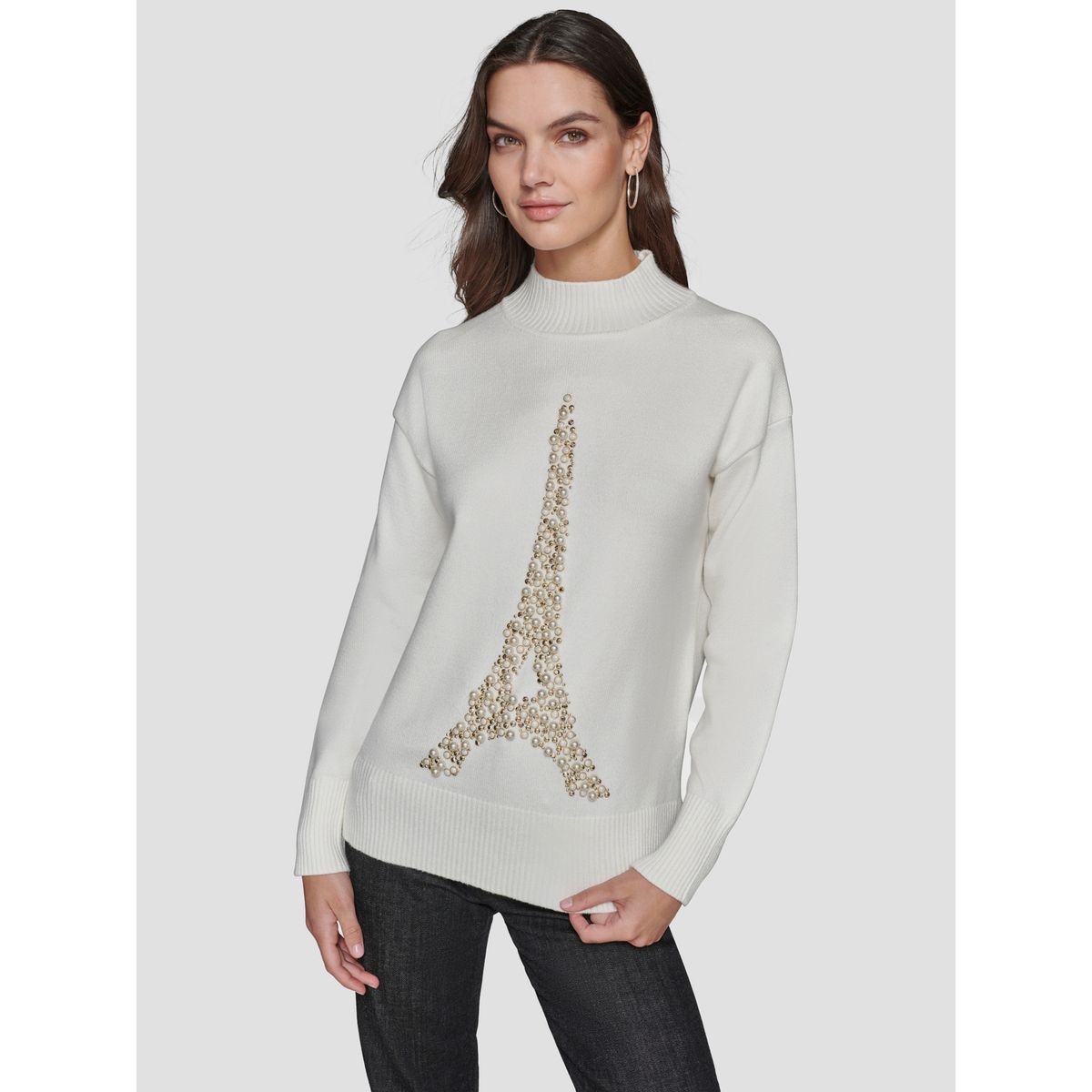 KARL LAGERFELD - Sweater con Torre Eiffel a perlas