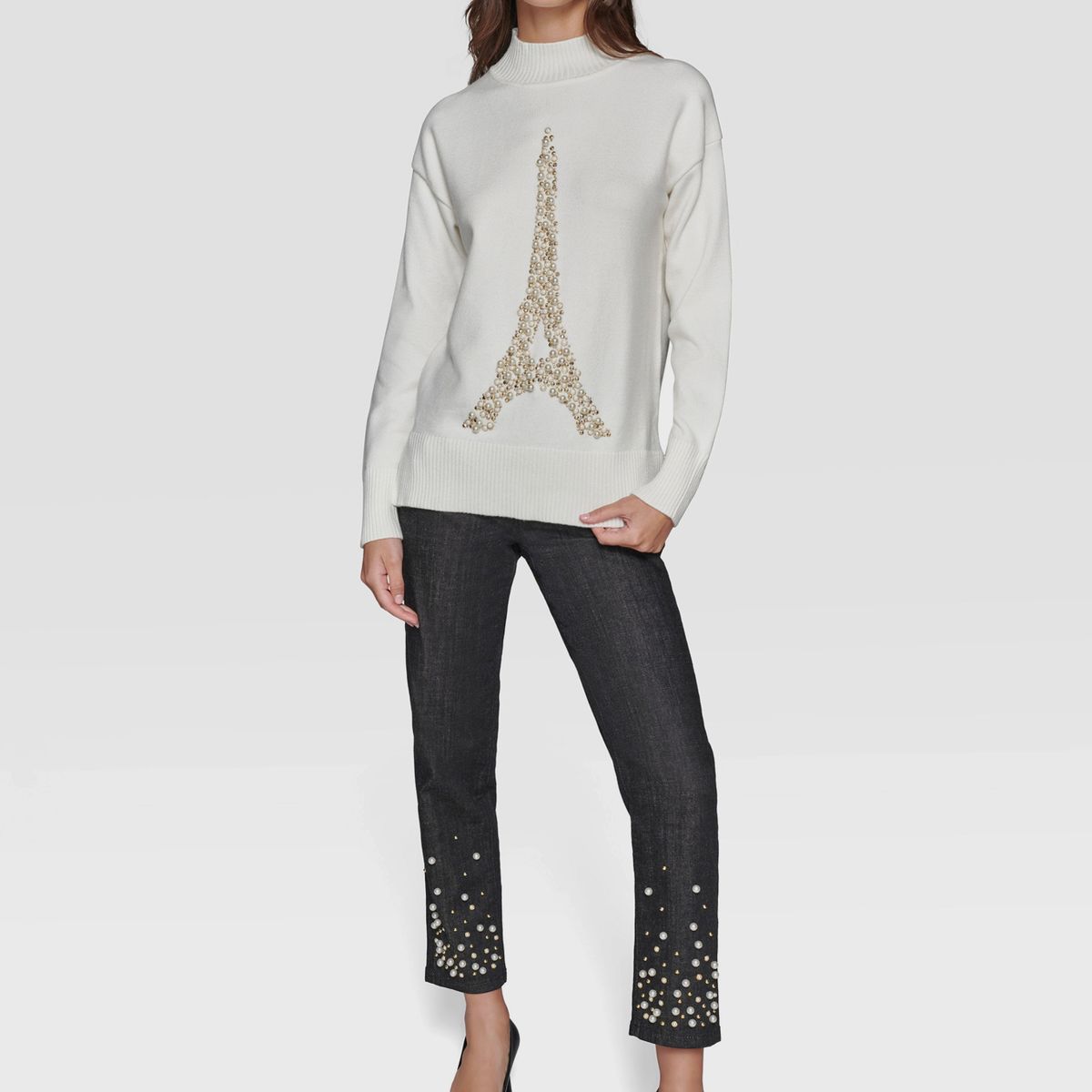 KARL LAGERFELD - Sweater con Torre Eiffel a perlas