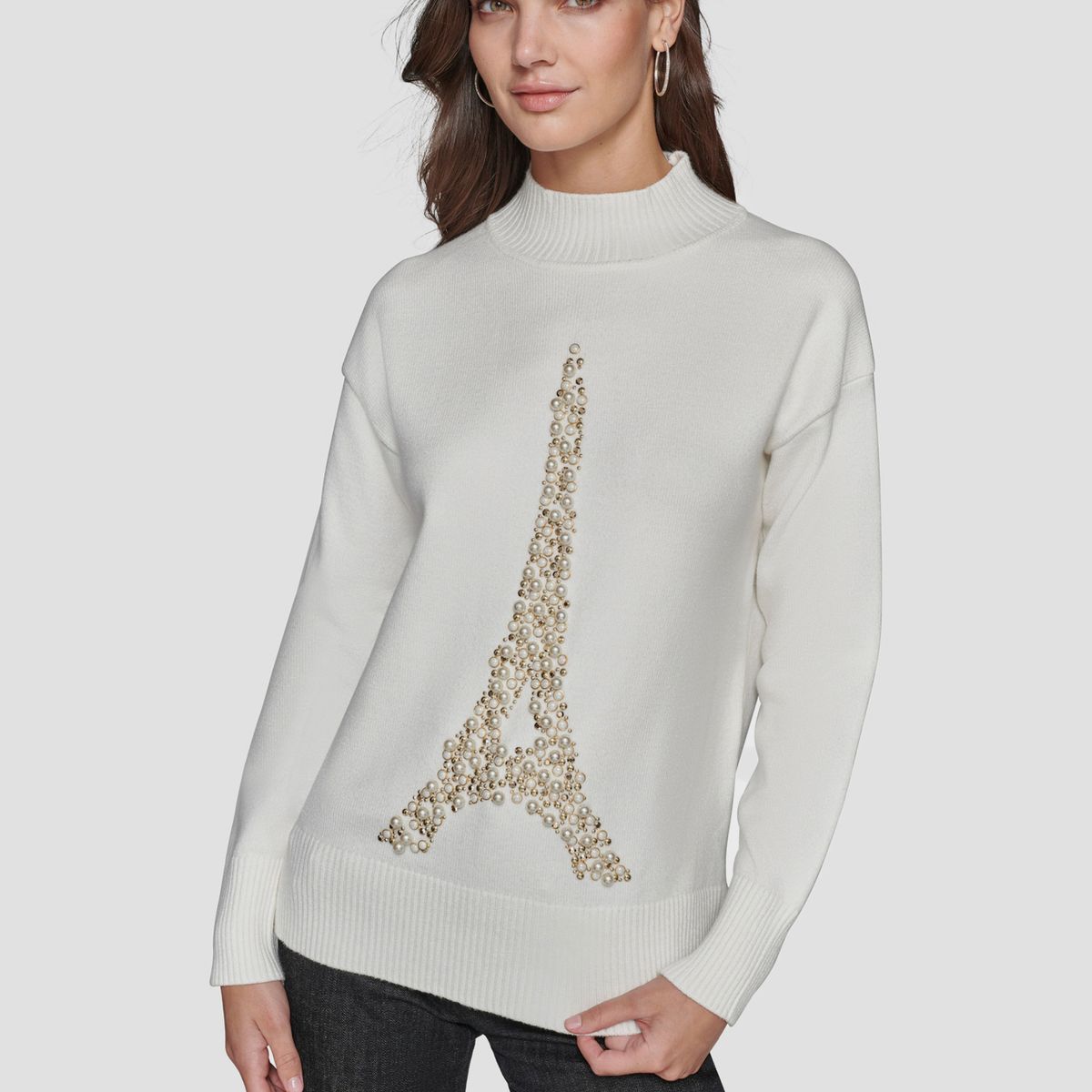 KARL LAGERFELD - Sweater con Torre Eiffel a perlas