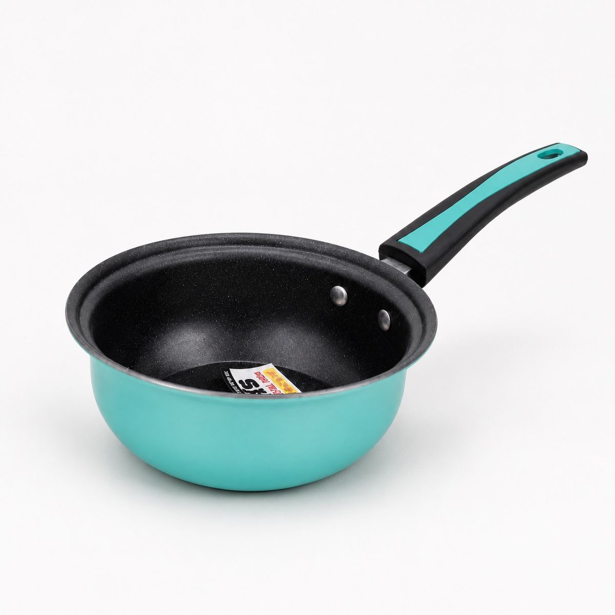 HOMESTAR - Olla cacerola antiadherente azul turquesa de 16 cm con mango
