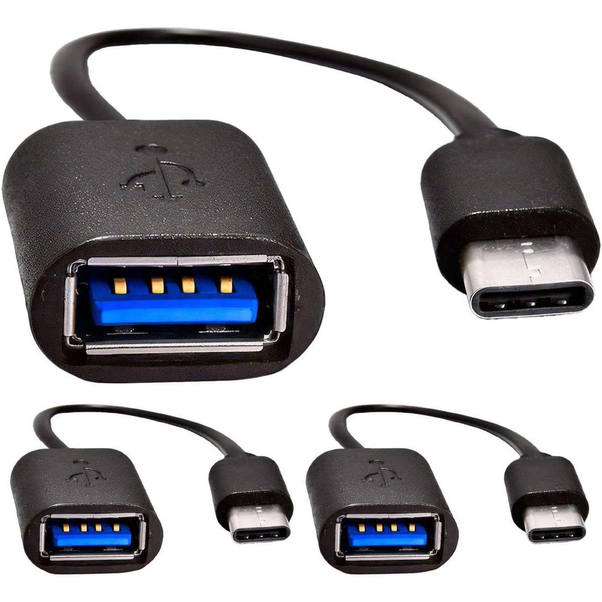 GEN - Pack 10 Cable Adaptador Otg Usb Tipo C Type Pendrive Mouse - Negro