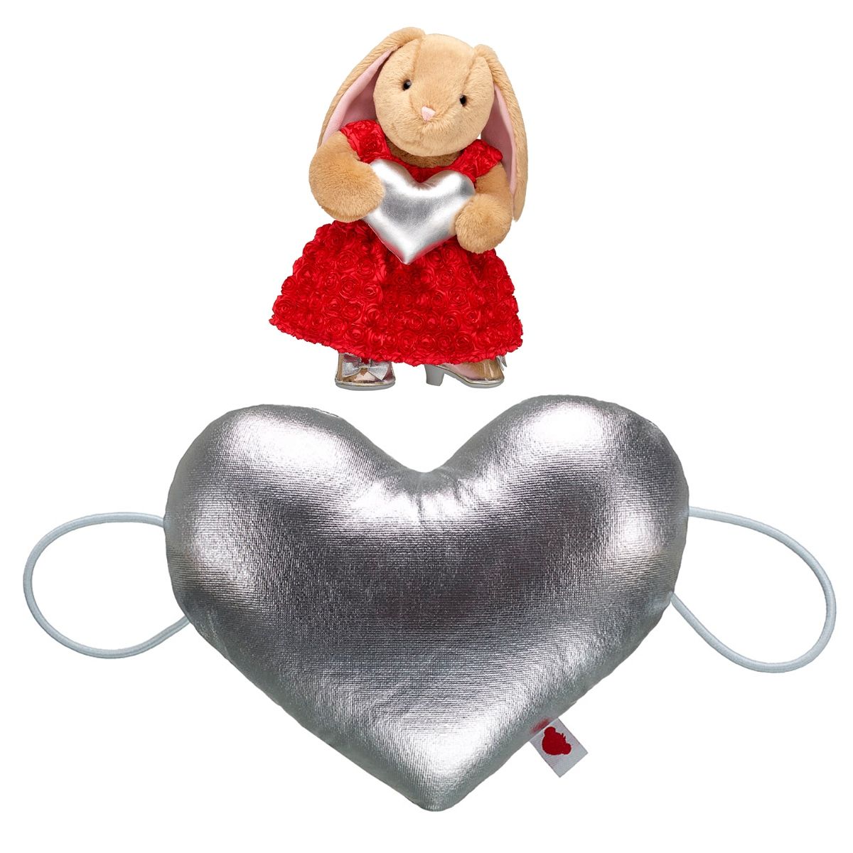BUILD A BEAR - Muñequera Build a Bear corazón plateado felpa suave