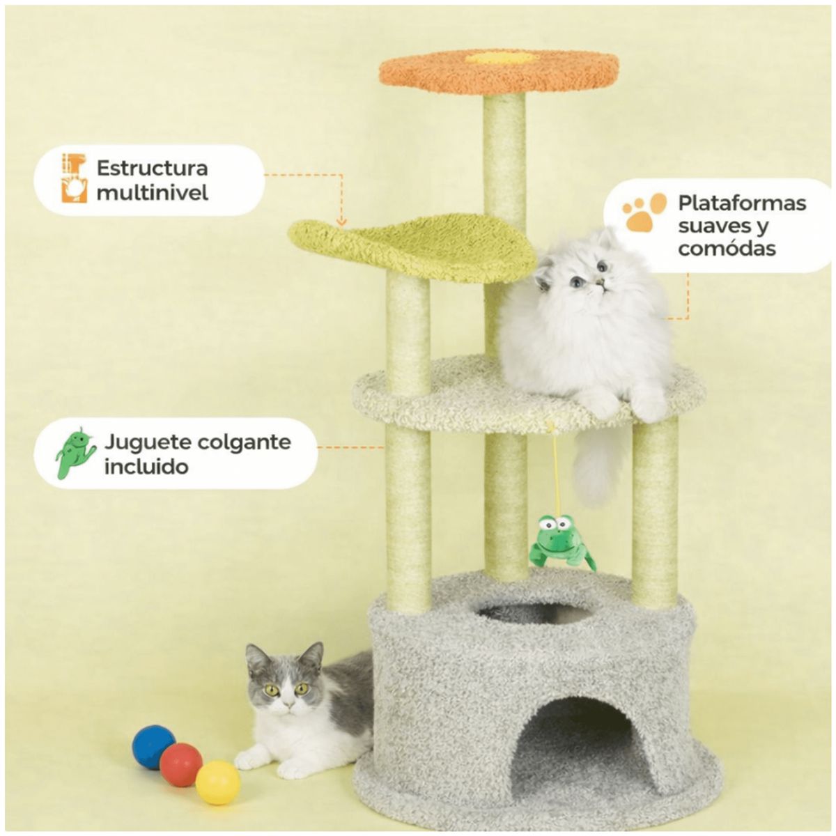 HOMER OUTDOOR - Rascador Para Gatos Cocolumpio Para Gatos De 4 Pisos Verde