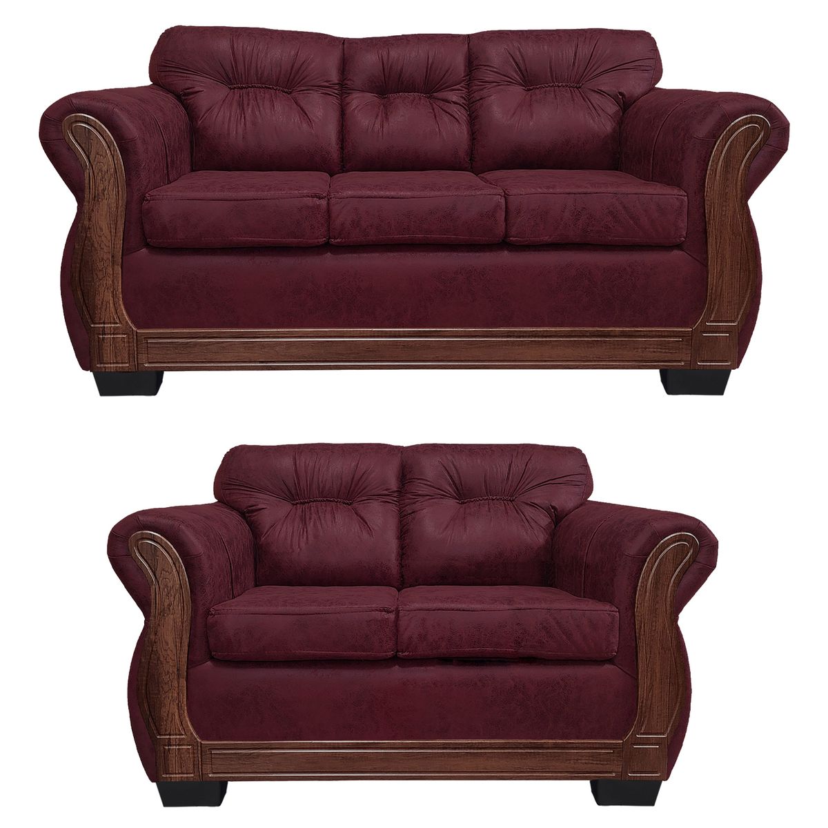 AMERICA DECORA - Living Con Resorte Estructural 5 Cuerpos Taurus 3+2 Envejecido Burdeo X