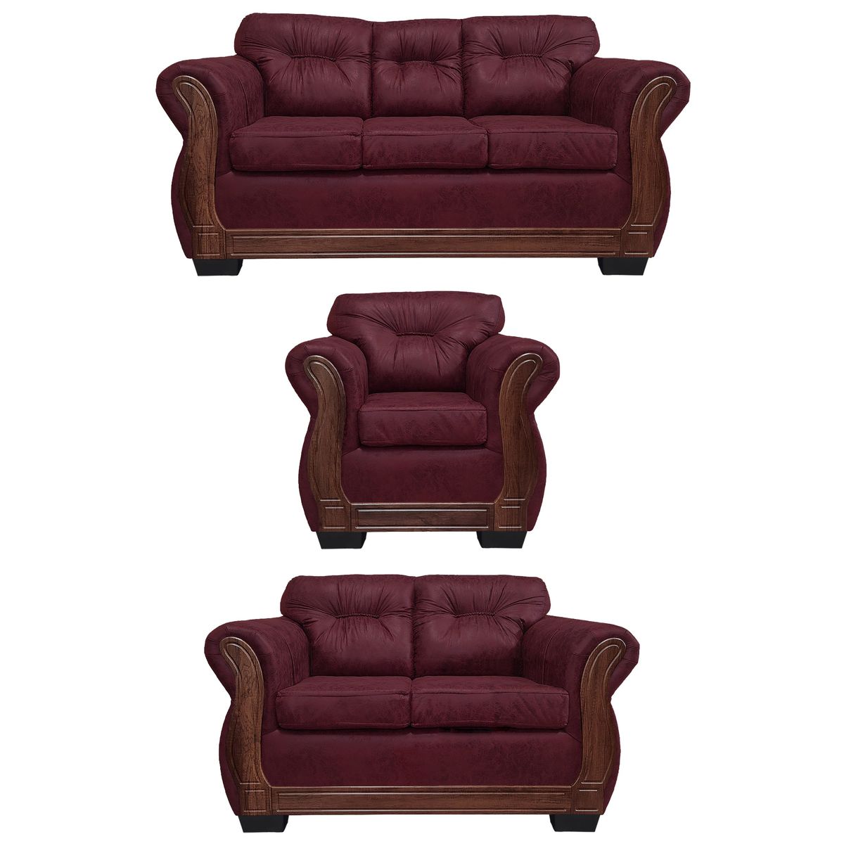 AMERICA DECORA - Living Con Respaldo Confortable 6 Cuerpos Taurus 3+2+1 Envejecido X