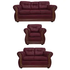 AMERICA DECORA - Juego de living 3-2-1 Taurus Envejecido Burdeo X