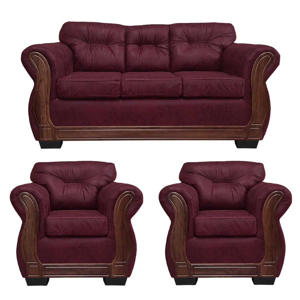 AMERICA DECORA - Living Con Respaldo Confortable 5 Cuerpos Taurus 3+1+1 Envejecido X