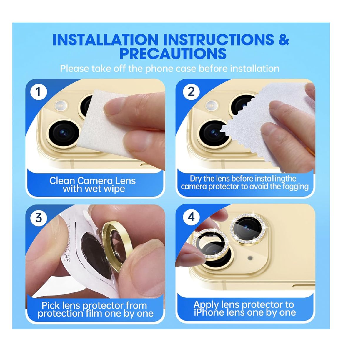 JOIGO - Protector De Lente De Camara Para iPhone 15/15 Plus Brillo Dorado