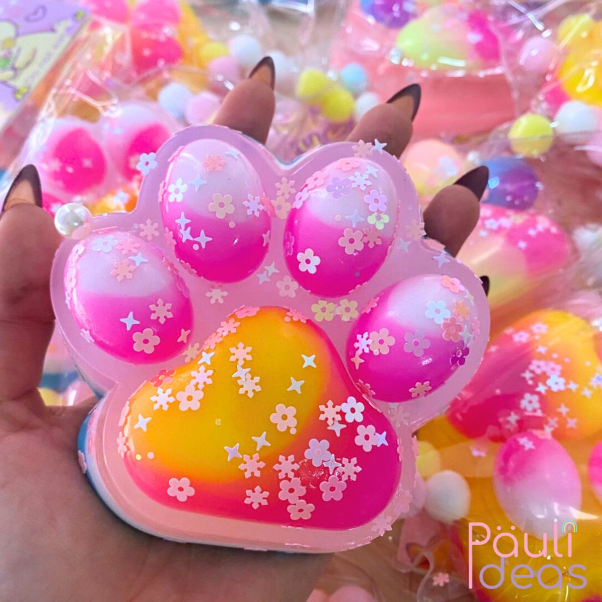 GENERICO - Squishy Patita De Gato Grande Pegajosa Con Luz Led