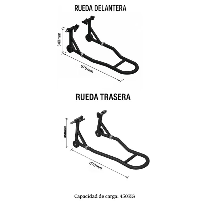 GENERICO - Caballete Elevador Universal Para Moto Trasero Y Delantero