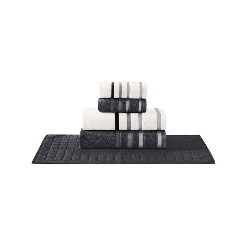 TEKA - Juego de Toallas 5 Piezas LUMIERE Black and White - 520 gm² - 100% Alg