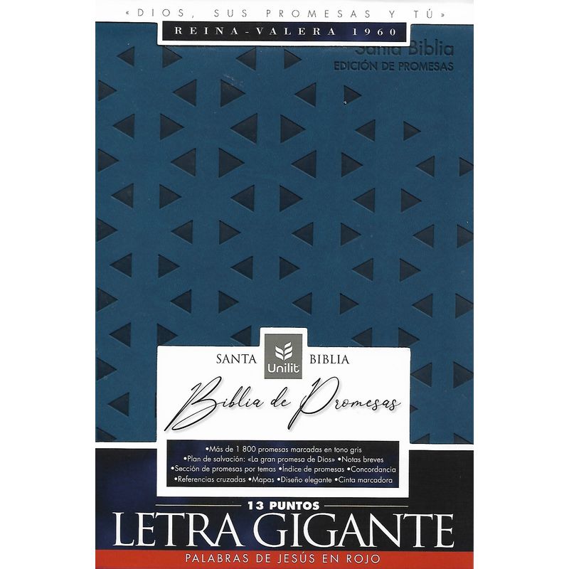 BROADMAN & HOLMAN PUBLISHERS - BIBLIA EDICIÓN DE PROMESAS RVR1960 LETRA GIGANTE CON ÍNDICE TAPA PIEL ESPECIAL