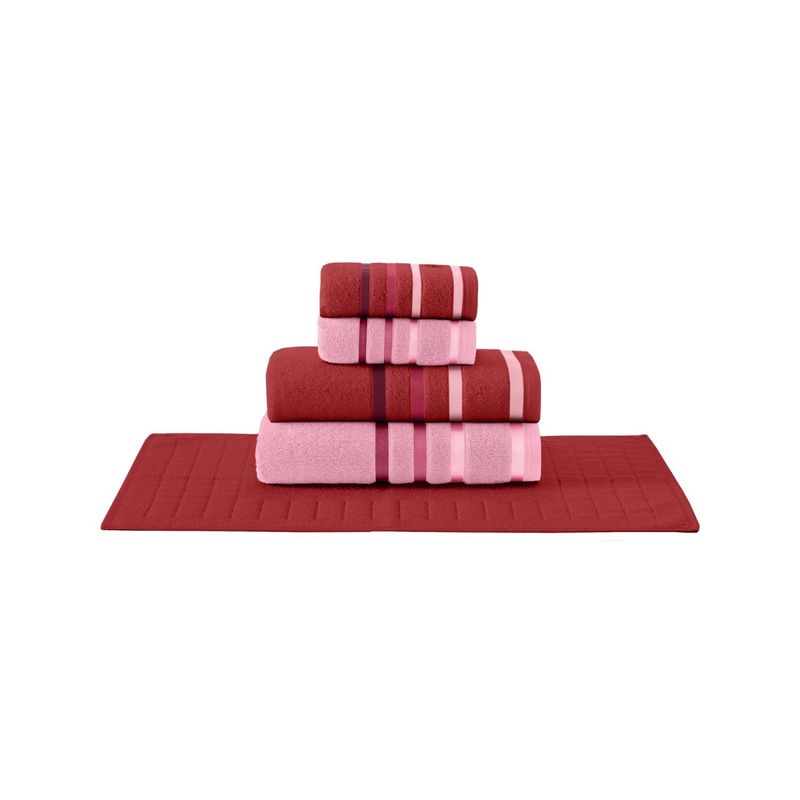 TEKA - Juego de Toallas 5 Piezas LUMIERE Rosas - 520 gm² - 100% Alg