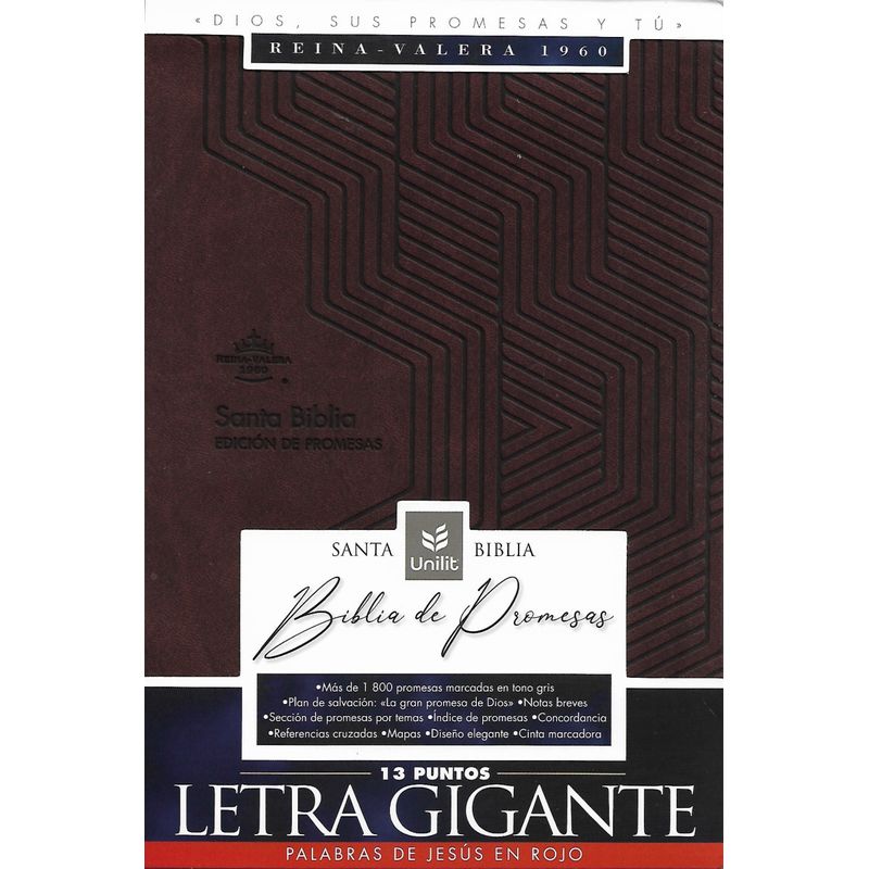 GENERICO - BIBLIA EDICIÓN DE PROMESAS RVR1960 LETRA GIGANTE CON ÍNDICE TAPA PIEL ESPECIAL