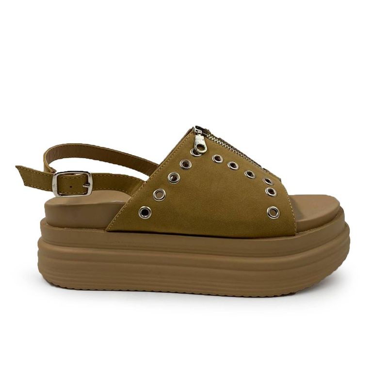 HERIEL - Sandalia Camel Gamuza Mujer