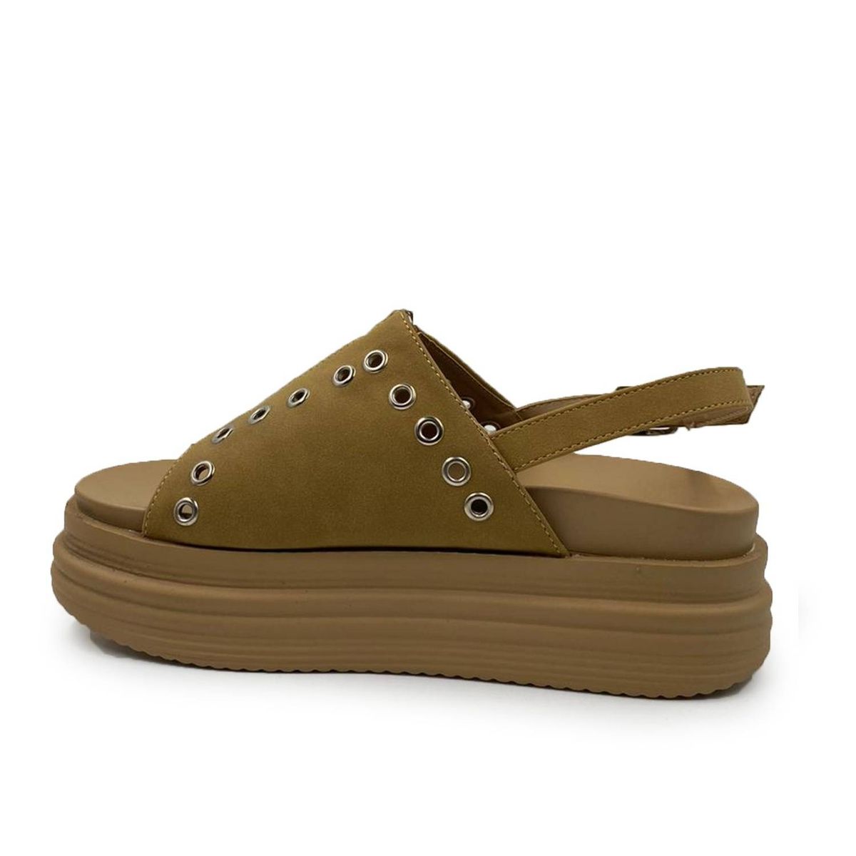 HERIEL - Sandalia Camel Gamuza Mujer