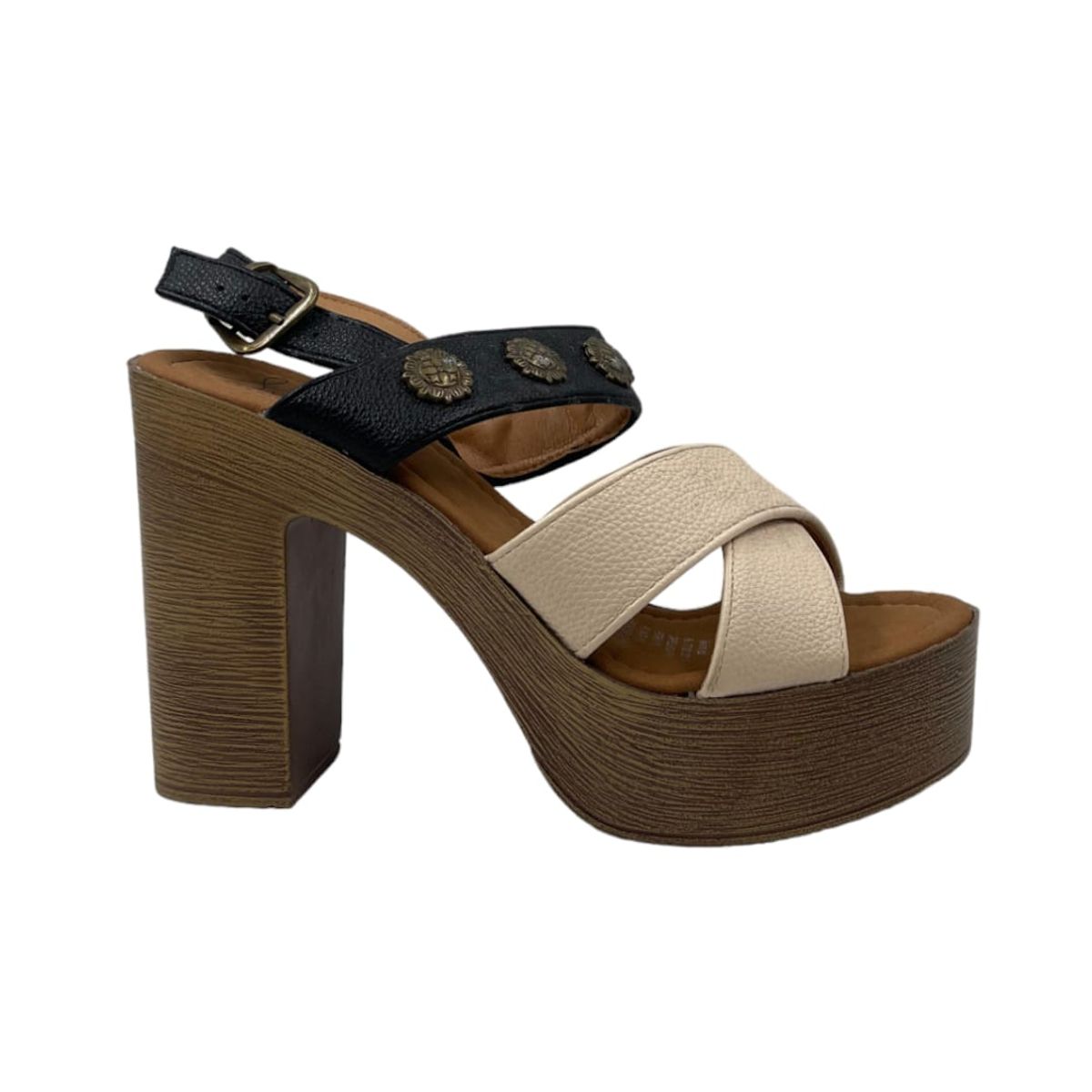 HERIEL - Sandalia Beige Taco Mujer