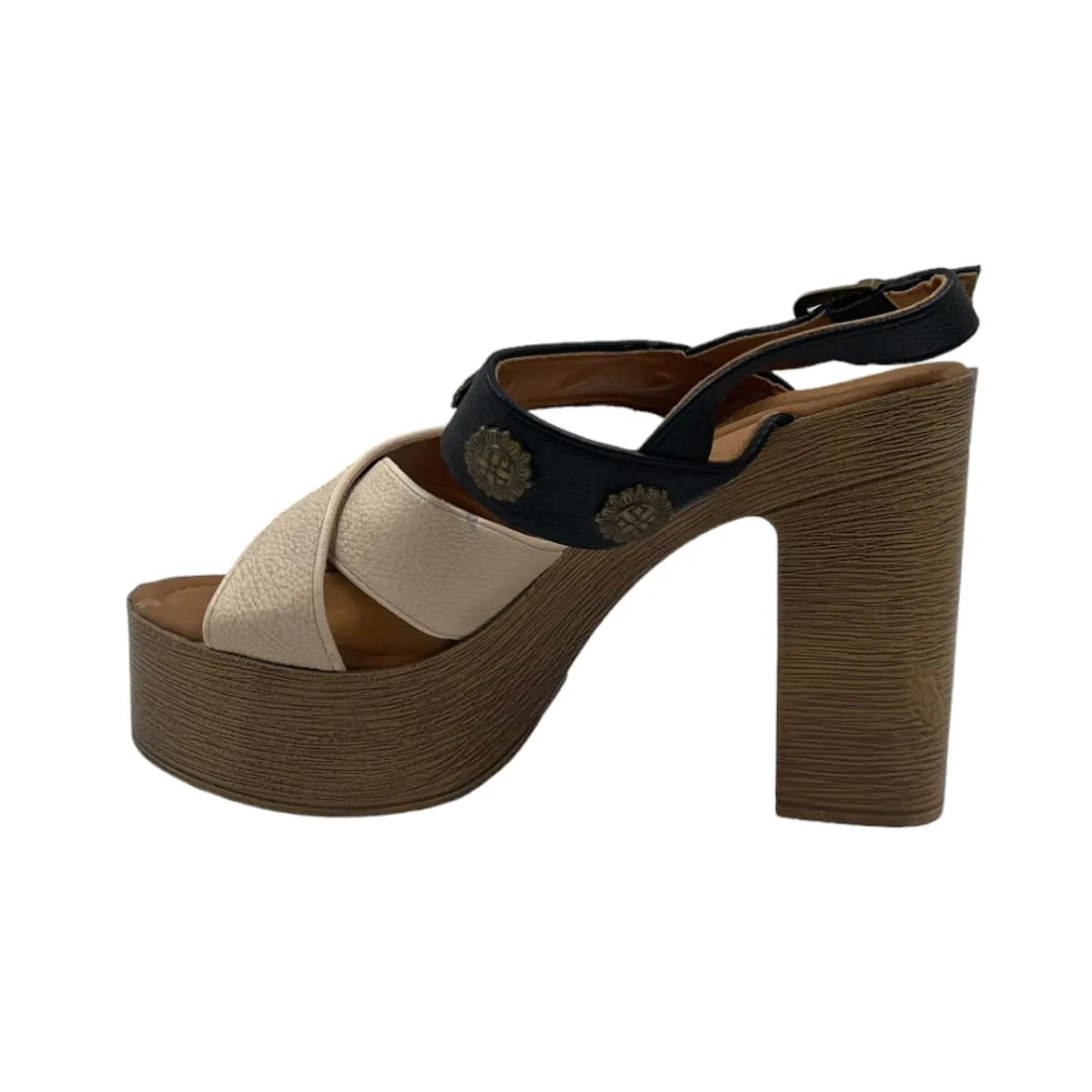 HERIEL - Sandalia Beige Taco Mujer