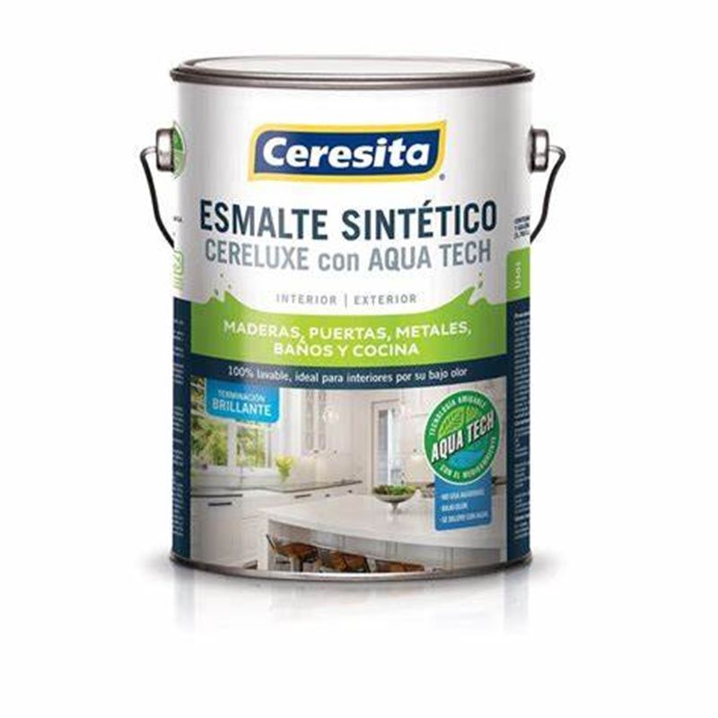 CERESITA - Esmalte Sintetico Cereluxe Aqua Tech Blanco Brillante Galon