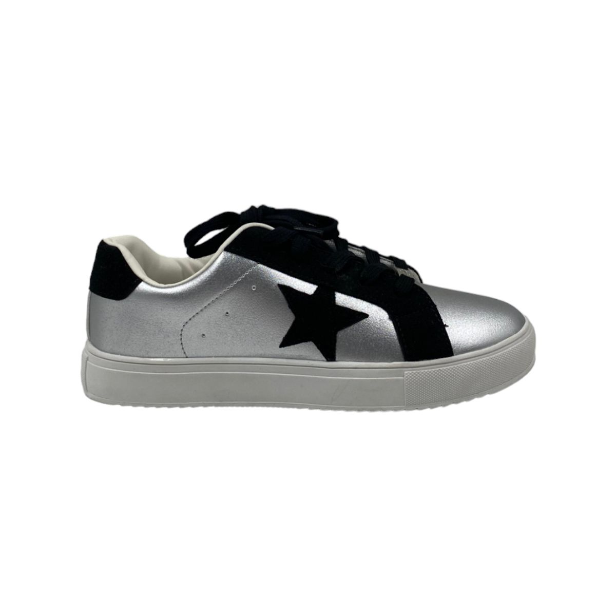 HERIEL - Zapatilla Plateada Estrellas Mujer