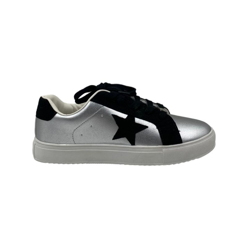 HERIEL - Zapatilla Plateada Estrellas Mujer