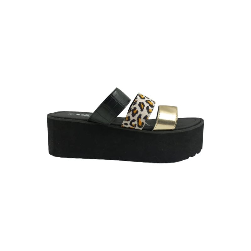 HERIEL - Sandalia Negra Plataforma Print Mujer