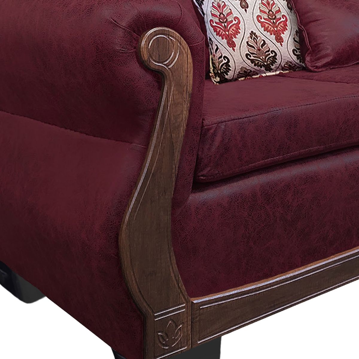 AMERICA DECORA - Living Con Resorte Estructural 9 Cuerpos 4+3+1+1 Grand Santi Envejecido Burdeo X