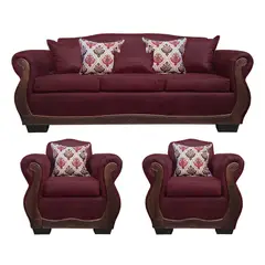 AMERICA DECORA - Living Con Resorte Estructural 6 Cuerpos 4+1+1 Grand Santi Envejecido Burdeo X
