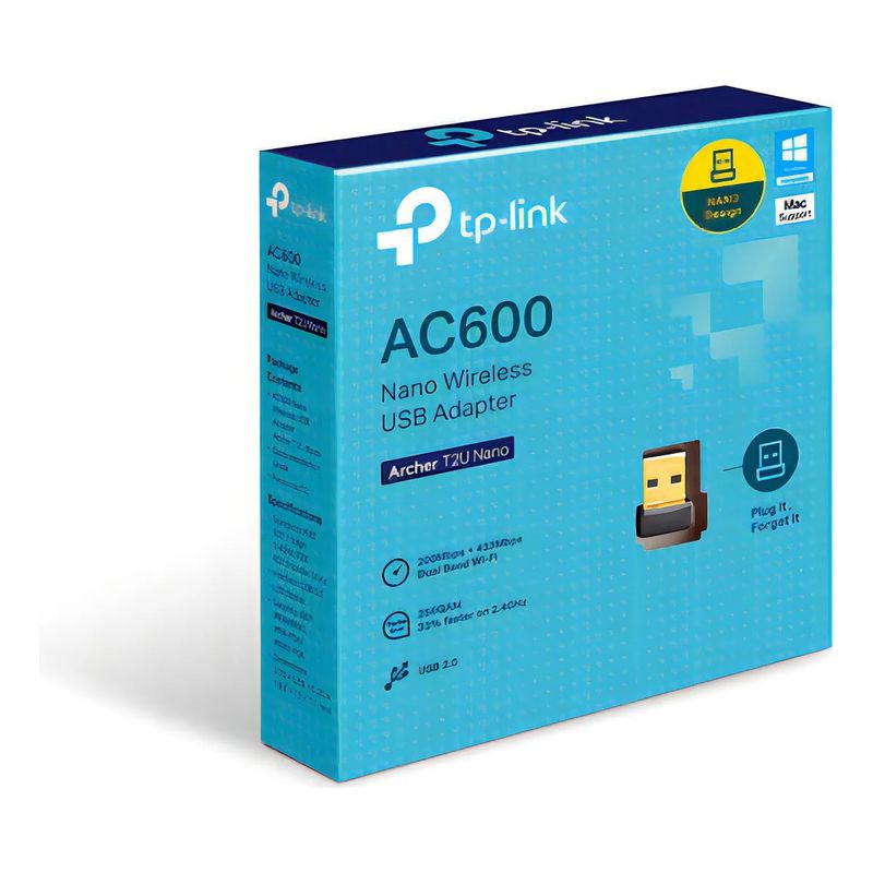 TP LINK - Tp Link Ac600 placa de red usb archer T2u wifi nano dual band